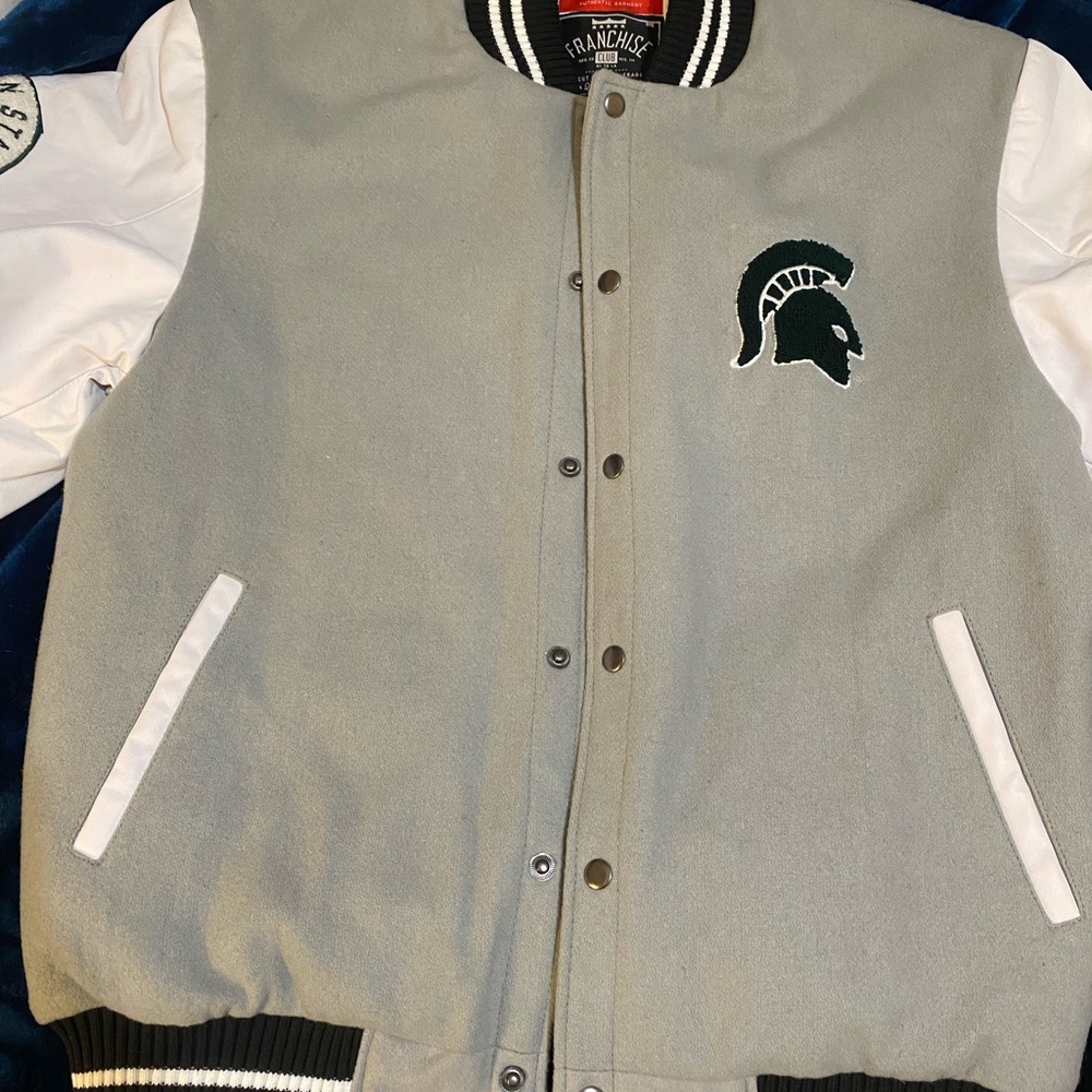 Michigan State Spartans Franchise Club Graduate Full-Snap Jacket - Gray/White